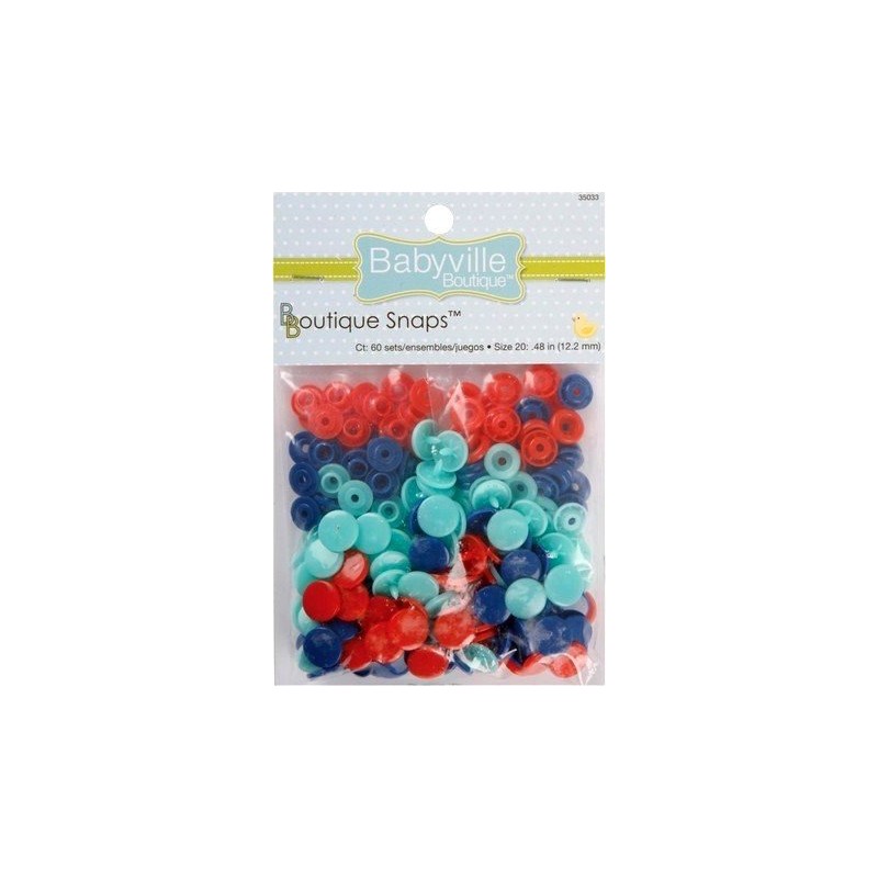 Boutons pressions en résine (60 sets) - Marine, Turquoise, Rouge (Taille 20)