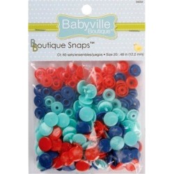 Boutons pressions en résine (60 sets) - Marine, Turquoise, Rouge (Taille 20)