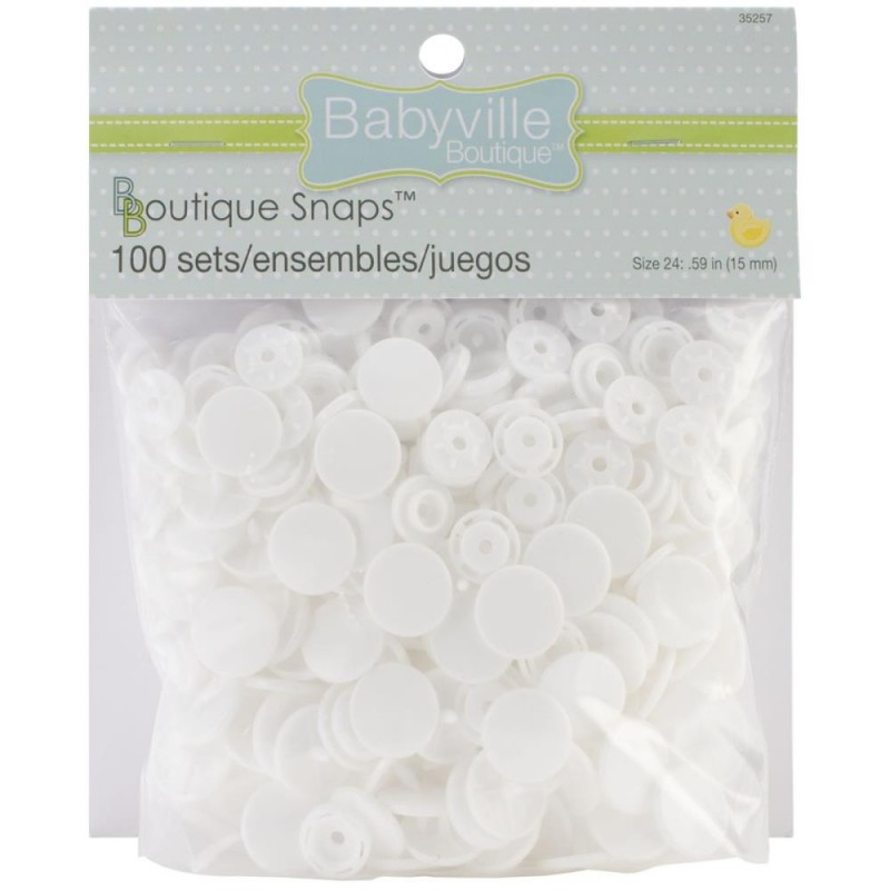 Boutons pressions en résine (100 sets) - Blanc (Taille 24)