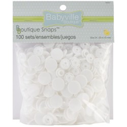 Boutons pressions en résine (100 sets) - Blanc (Taille 24)