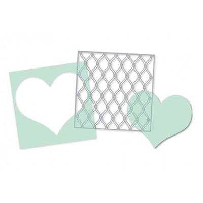 Pochoirs Heidi Swapp (par 3) - Heart, Cut Out Heart & Fence